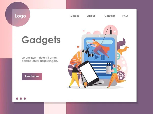 Gadgets vector website landing page ontwerpsjabloon — Stockvector