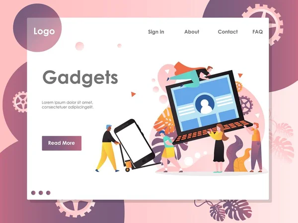 Gadgets Vektor Website Landing Page Design-Vorlage — Stockvektor