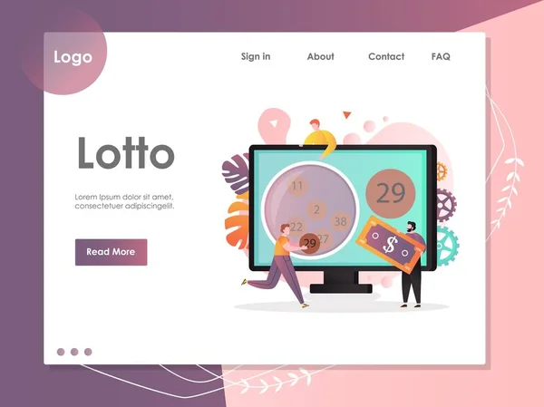 Modelo de design de página de destino do site vetorial Lotto —  Vetores de Stock
