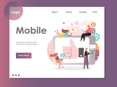 Mobil vektör web sitesi açılış sayfası tasarım şablonu