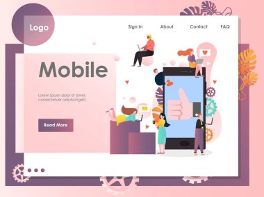 Mobil vektör web sitesi açılış sayfası tasarım şablonu