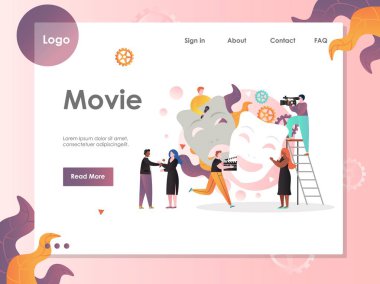 Film vektör web sitesi açılış sayfası tasarım şablonu