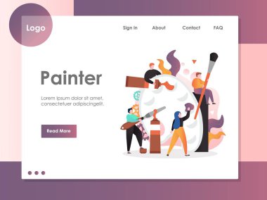 Ressam vektör web sitesi açılış sayfası tasarım şablonu
