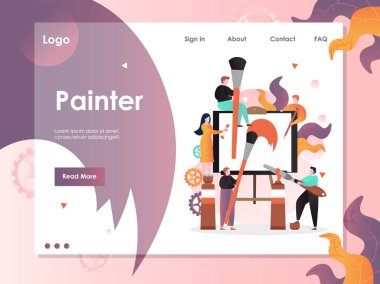 Ressam vektör web sitesi açılış sayfası tasarım şablonu