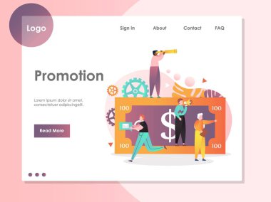 Promosyon vektör web sitesi açılış sayfası tasarım şablonu