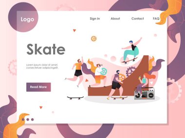 Paten vektör web sitesi açılış sayfası tasarım şablonu