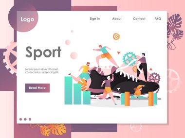 Spor vektör web sitesi açılış sayfası tasarım şablonu
