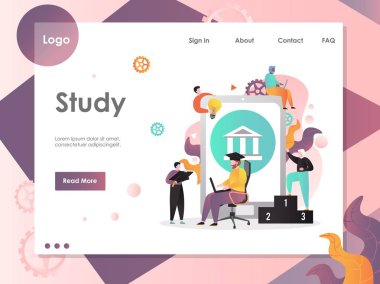 Çalışma vektör web sitesi açılış sayfası tasarım şablonu