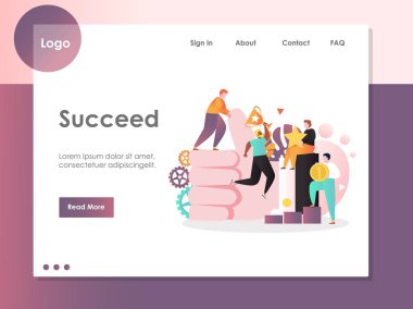 Vektör web sitesi açılış sayfası tasarım şablonu başarılı