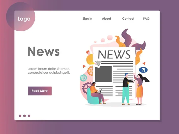 News vector website landing page design template — Stock Vector