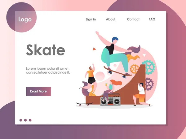 Skate Vector webbplats målsida designmall — Stock vektor