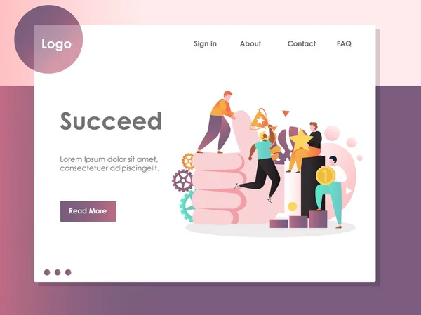 Modelo de design de landing page de site vetorial de sucesso — Vetor de Stock