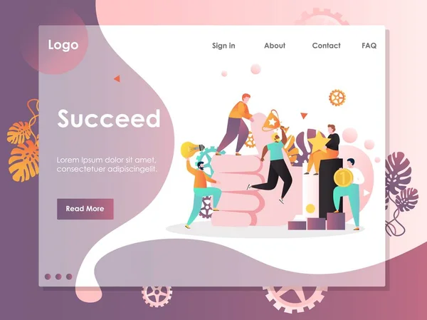 Modelo de design de landing page de site vetorial de sucesso —  Vetores de Stock