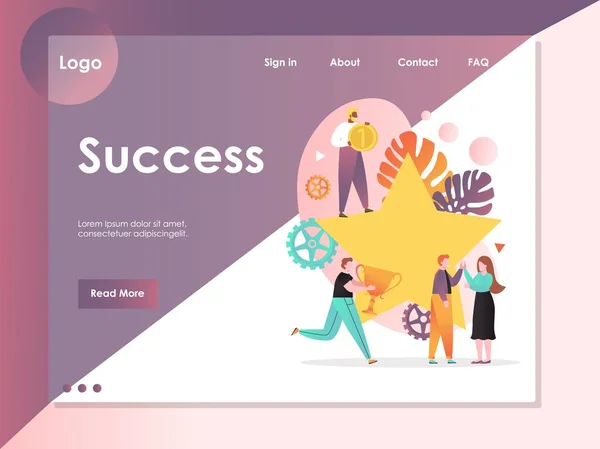 Modelo de design de landing page de site de vetor de sucesso —  Vetores de Stock