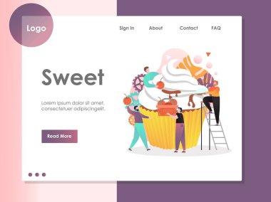 Tatlı vektör web sitesi açılış sayfası tasarım şablonu