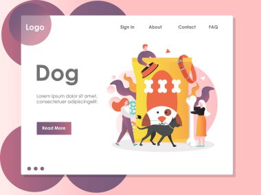 Köpek vektör web sitesi açılış sayfası tasarım şablonu