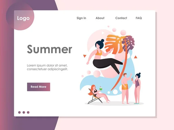 Zomer vector website landing page ontwerpsjabloon — Stockvector