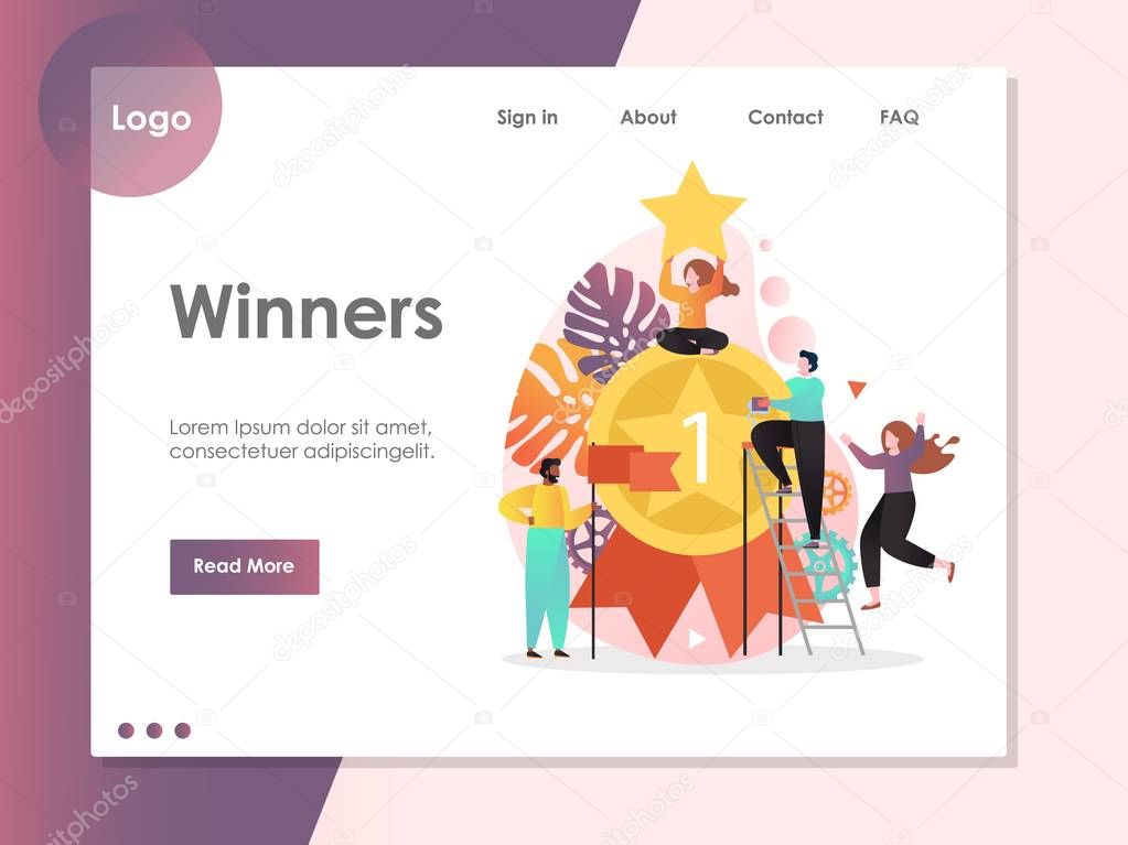 Winners vector website landing page design template