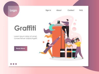 Grafiti vektör Web sitesi açılış sayfası tasarım şablonu