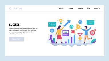 Vektör web sitesi tasarım şablonu. İş liderliği ve başarı. İşadamı yarışmayı kazanır. Web sitesi ve mobil geliştirme için açılış sayfası kavramları. Modern düz illüstrasyon