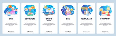 Web sitesi ve mobil uygulama ekranları vektör şablonu onboarding