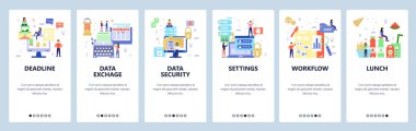 Workflow website and mobile app onboarding screens vector template