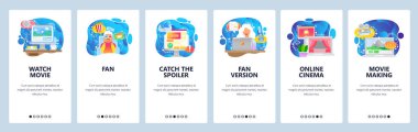 Sinema web sitesi ve mobil uygulama ekranda vektör şablonu