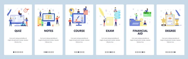 Website e aplicativo móvel onboarding telas modelo de vetor — Vetor de Stock