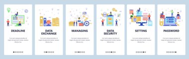 Web sitesi ve mobil uygulama ekranları vektör şablonu onboarding