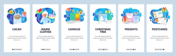 Christmas website and mobile app on boarding screens vector template — 图库矢量图片