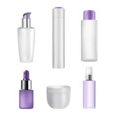 Saç bakımı paketleme vektörü maket kümesi