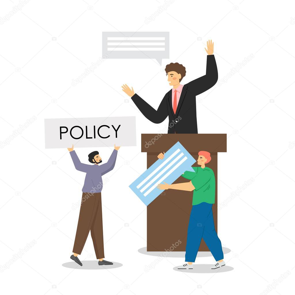 Policy speech, vector flat style design illustration