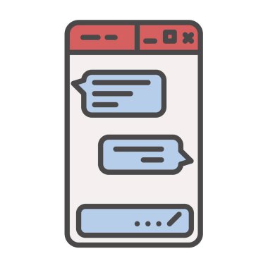 Bilgisayar ve cep telefonu uygulamaları için cep telefonu ekran vektör simgesi üzerinde sohbet iletileri