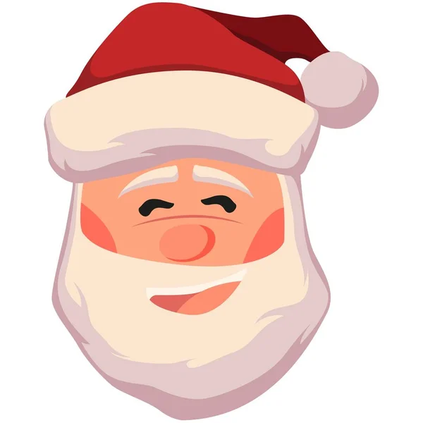 Szczęśliwy Mikołaj twarz wektor ilustracji. Boże Narodzenie Santa Claus głowa ikona izolowane na białym tle. Cute postać z kreskówki — Wektor stockowy