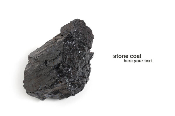 Hard coal on white background.Fuel and energy.Close up.