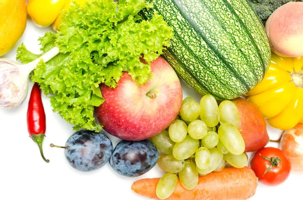 Fruits Légumes Sur Fond Blanc Gros Plan — Photo