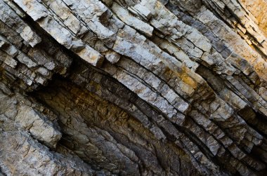 Kaya, antik çökeller kat arka plan. Katmanlı taş.