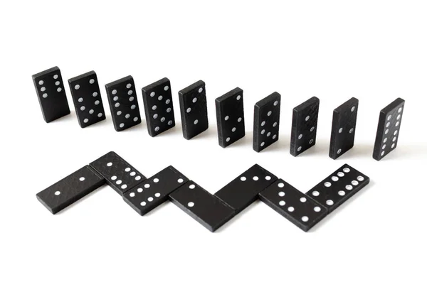 Zwarte Dominos Een Witte Achtergrond Bordspel Hobby Entertainment — Stockfoto