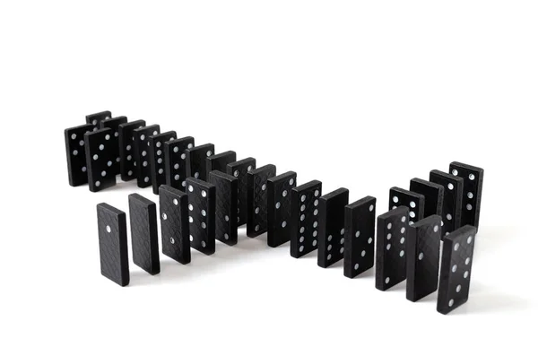 Zwarte Dominos Een Witte Achtergrond Bordspel Hobby Entertainment — Stockfoto