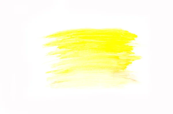 Tache Jaune Peinte Aquarelle Sur Fond Blanc — Photo