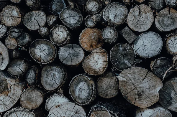 Background of stacked logs,logs.Ecological method of heating. — Stock Photo, Image