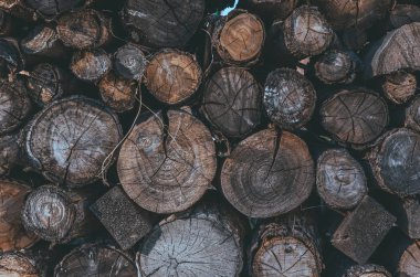 Yığılmış günlüklerin, günlüklerin arka planı. Isıtma ekolojik yöntemi.