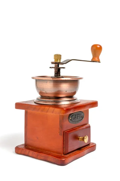 Retro wooden coffee grinder on white background. — Stock Photo, Image