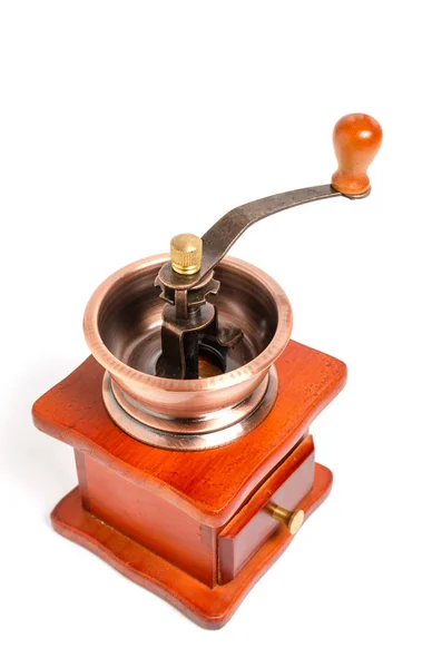 Retro wooden coffee grinder on white background. — Stock Photo, Image