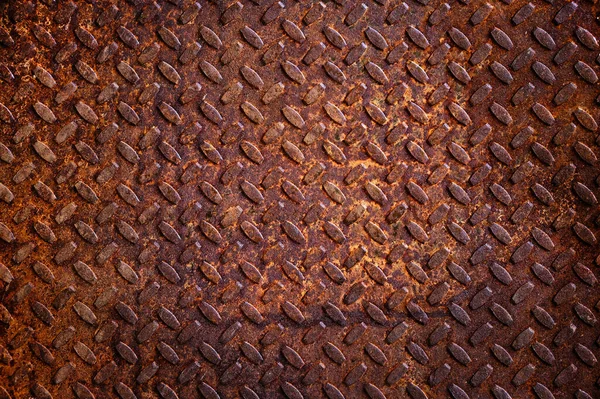 Piso Metal Velho Enferrujado Textura Uma Chapa Metálica Áspera Com — Fotografia de Stock