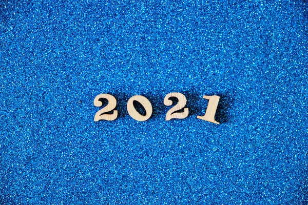 Фігури 2021 Рік Синьому Фоні Наближається Новий Рік — стокове фото