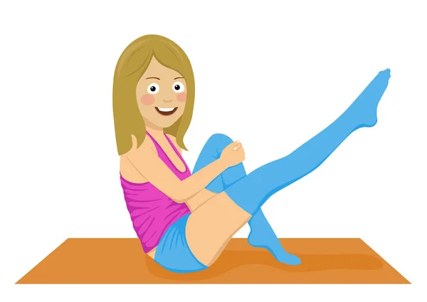 Mujer en forma joven haciendo ejercicios de pilates aislados sobre fondo blanco — Vector de stock