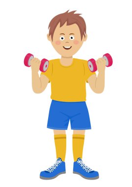 Hoş adam ağır dumbbells yükseltir. Spor ve sağlık kavramı