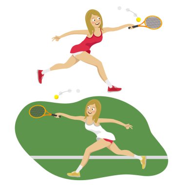 Kortta tenis topu vurmak ulaşan tenis oyuncusu