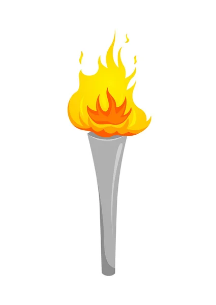 Silver Torch. Silver cup of fire. Torch icon. Big games. Torch logo. Achievement dream — Stock Vector